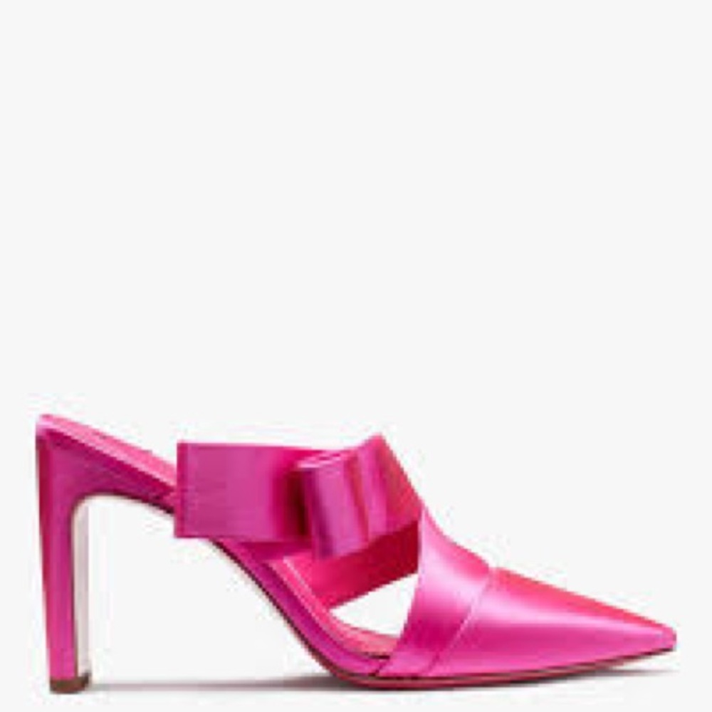 NIB Kate Spade Bianca Vibrant Snapdragon Pink Bow Mules Heels